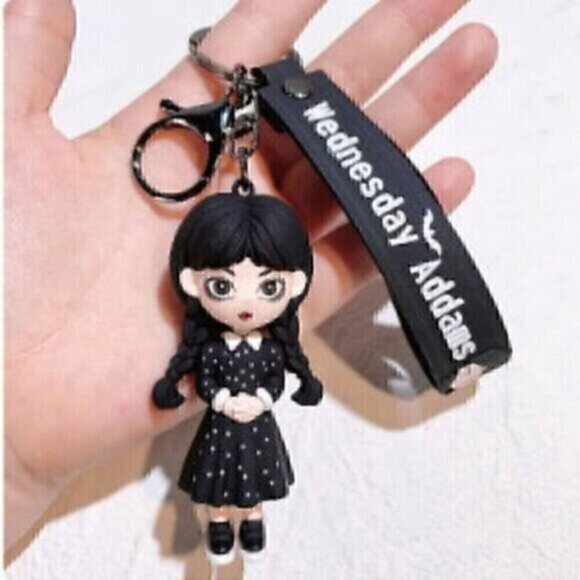 Wednesday Addams Family Silicone Keychain Thing Schoolbag Pendant Halloween - Picture 2 of 2